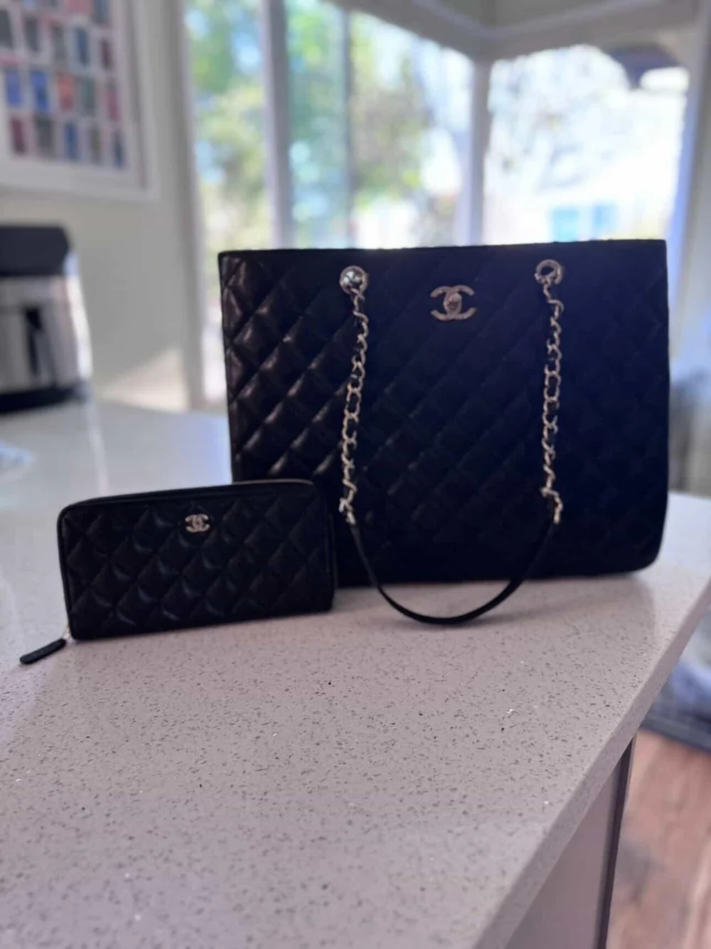 BRAND NEW Chanel Black Quilted Chain-Handle Tote with Matching Wallet - Picture 6 of 16